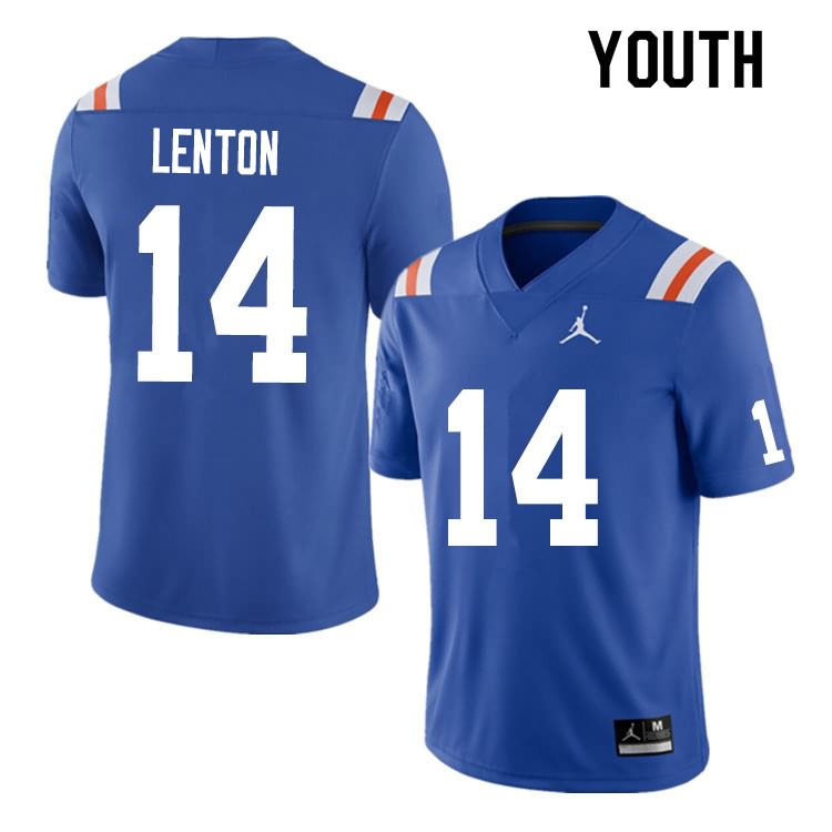 Youth NCAA Florida Gators Quincy Lenton #14 Stitched Authentic Nike Blue Throwback College Football Jersey TLR4765IK